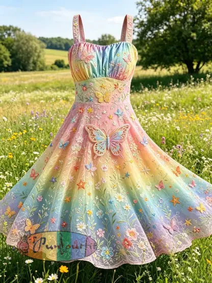 Women’s Rainbow Cat Art Printed Casual Dress - As picture · S