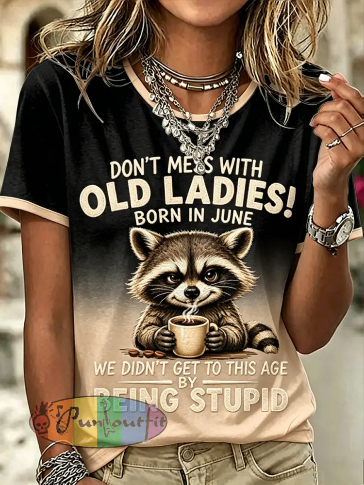 Women’s Old Fuckers Club Printed Vintage Fashion Loose Short Sleeve T-Shirt - Orange · S