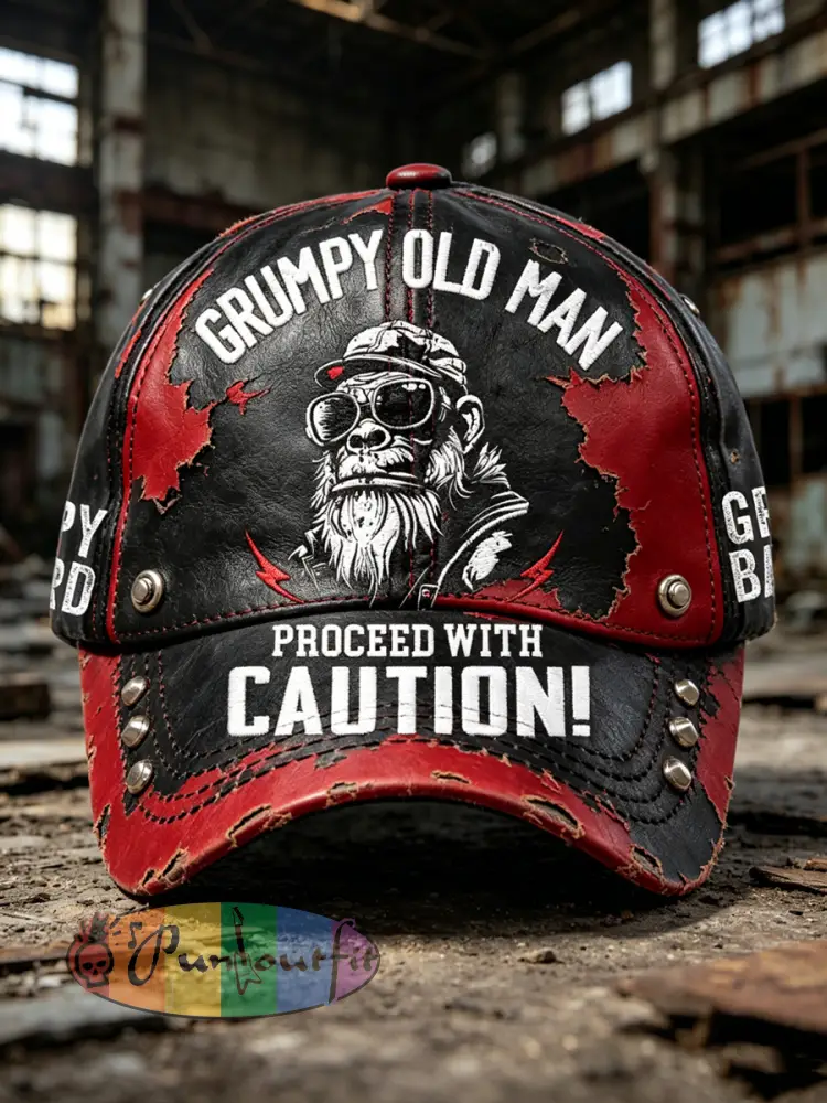 Unisex Old Fuckers Club Printed Washed Hat - Black · S