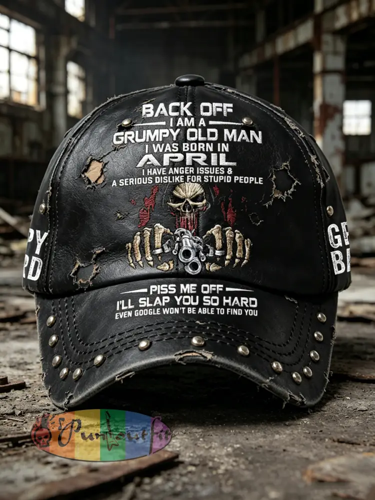 Unisex Old Fuckers Club Printed Washed Hat - Black · S