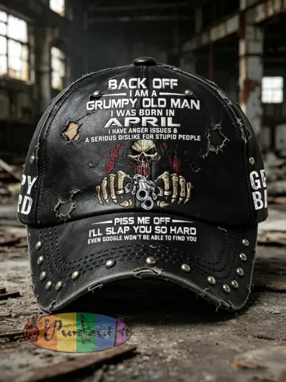 Unisex Old Fuckers Club Printed Washed Hat - Black · S
