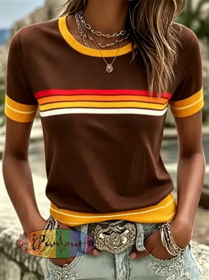 Women’s Retro short-sleeved T-shirt - As picture · S