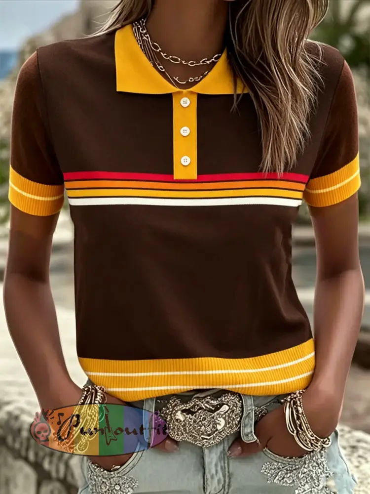 Women’s Retro polo T-shirt - As picture · S