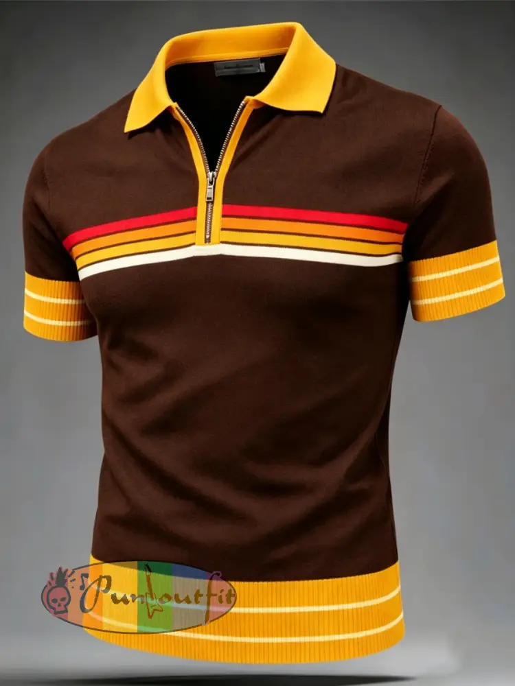 Men’s Retro zip up short sleeve - As picture · S