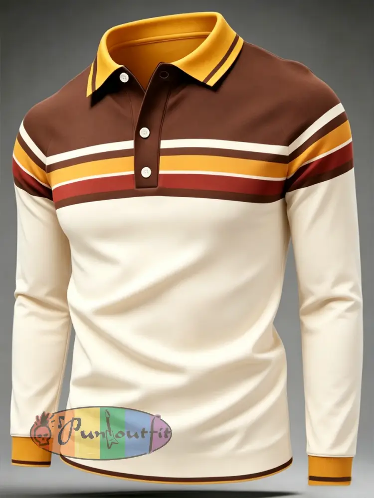 Men’s Retro long sleeve polo - As picture · S