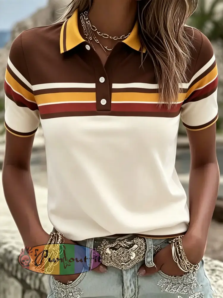 Women’s Retro polo T-shirt - As picture · S