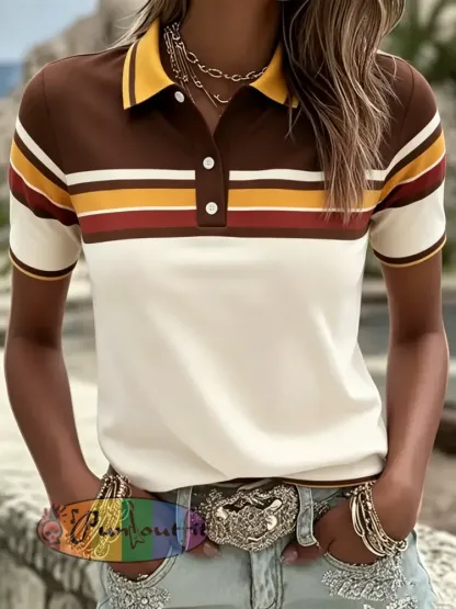 Women’s Retro polo T-shirt - As picture · S