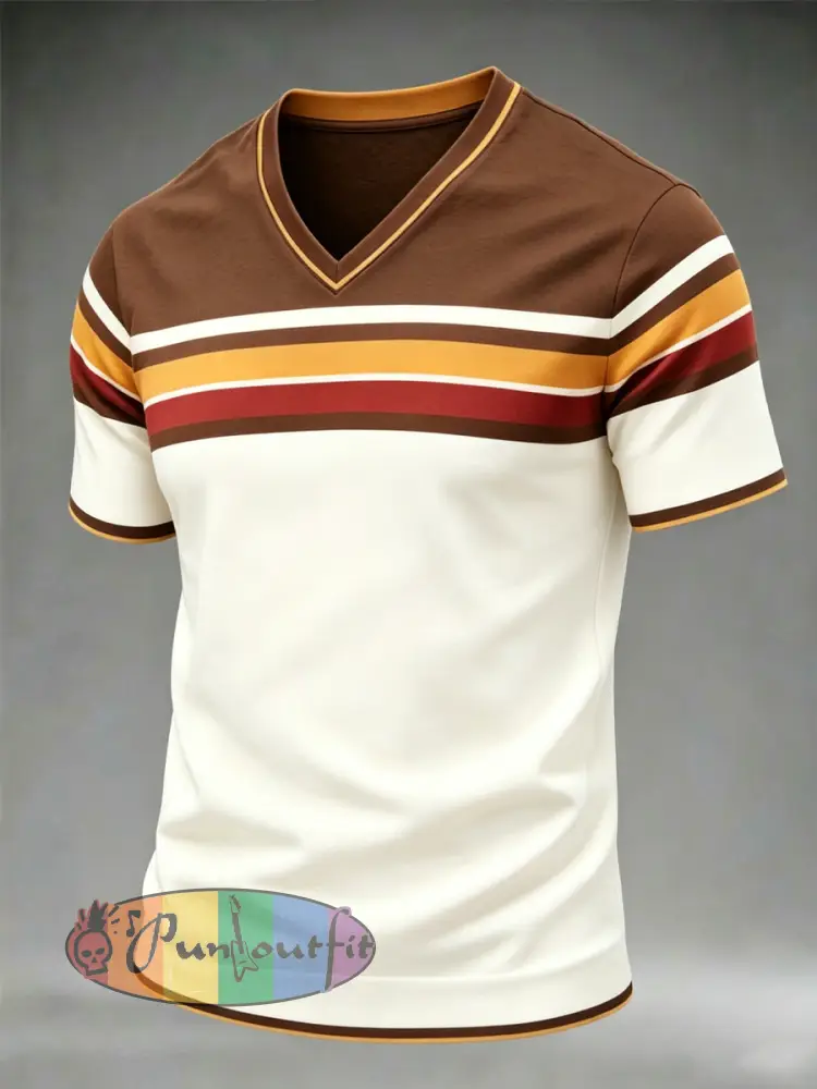 Men’s Retro V-neck T-shirt - As picture · S
