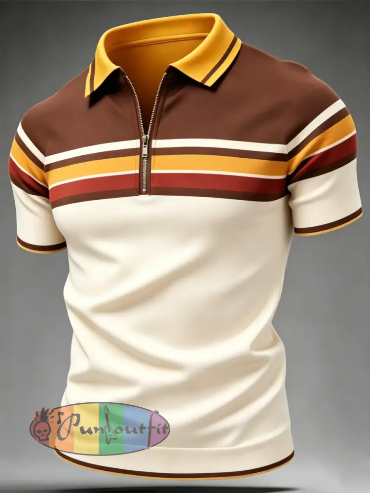 Men’s Retro zip up short sleeve - As picture · S