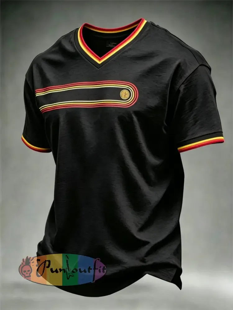 Men’s Retro V-neck T-shirt - Black · S