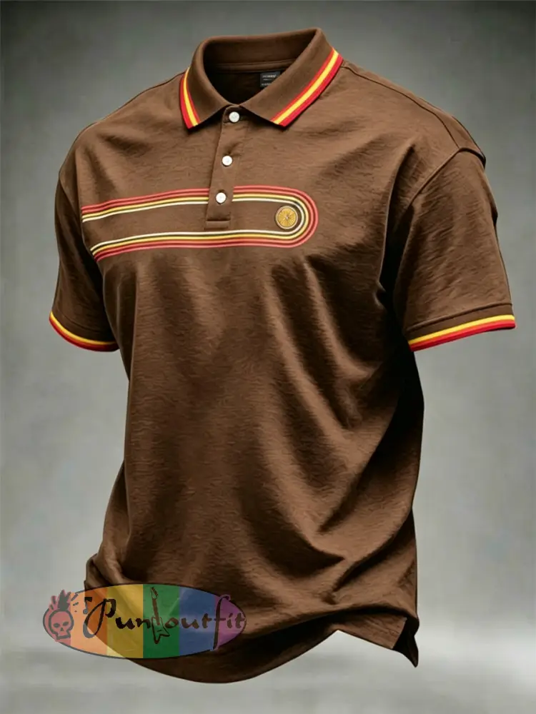Men’s Retro polo shirt - Coffee · S