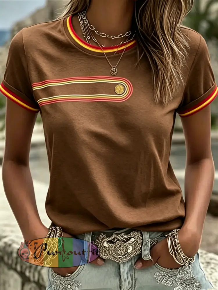 Women’s Retro short-sleeved T-shirt - Coffee · S