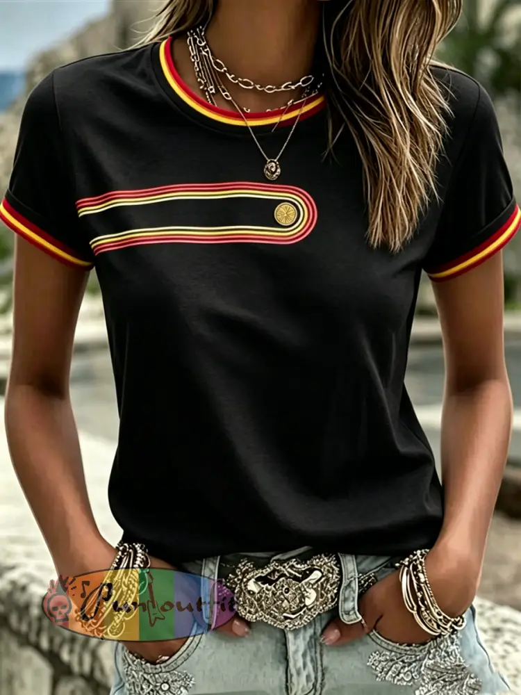 Women’s Retro short-sleeved T-shirt - Black · S