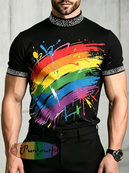 Men’s Pride Month Art Pattern Print Casual T-Shirt - As picture · M