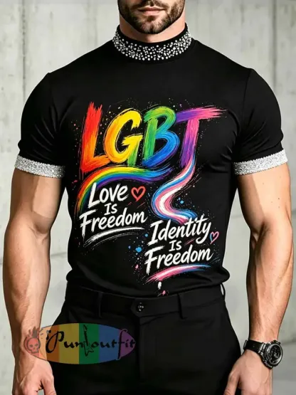 Men’s Pride Month Art Pattern Print Casual T-Shirt - As picture · M