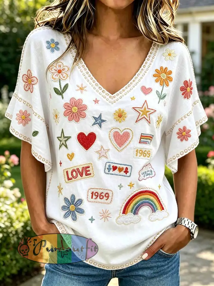 Women’s Pride Month Art Pattern Printed Casual T-Shirt - As picture · S