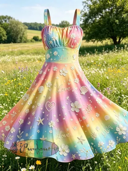 Women’s Fashion Pride Month Art Pattern Printed Casual Dress - As picture · M