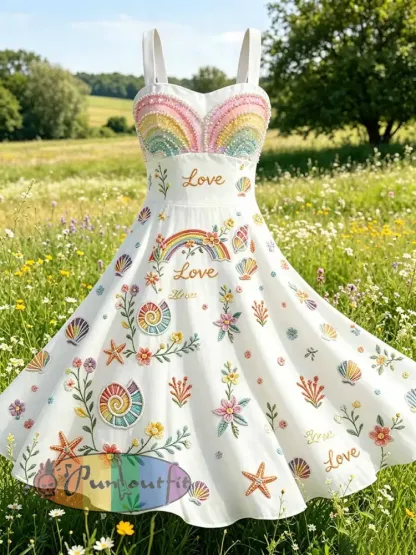 Women’s Fashion Pride Month Art Pattern Printed Casual Dress - As picture · M