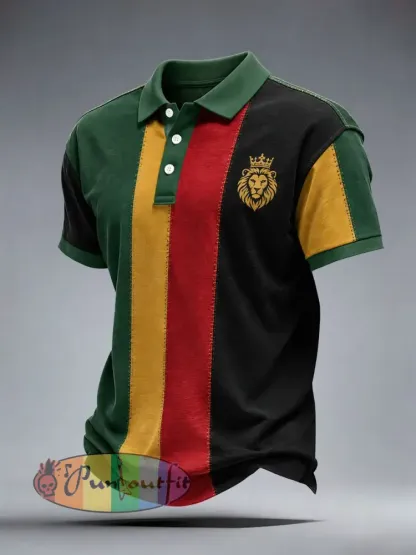 Men’s Reggae Lion Polo Shirt - As picture · S