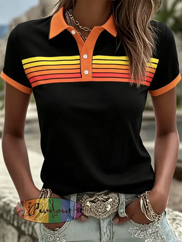 Women’s Retro polo T-shirt - As picture · S
