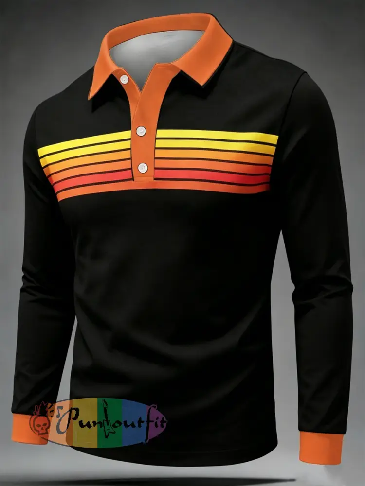 Men’s Retro long sleeve polo - As picture · S