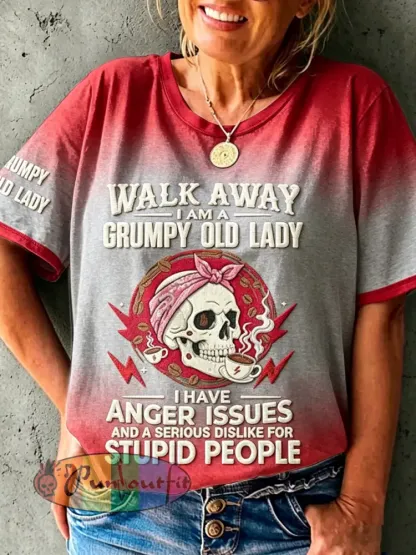 Women’s Grumy Old Women Printed Vintage Fashion Loose Short Sleeve T-Shirt - Red · S