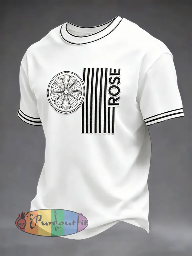 Men’s White British The Stone Rose Print Casual T-shirt - White · S