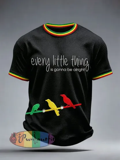 Men’s Reggae Music Art Print Waffle T-Shirt - Black · S
