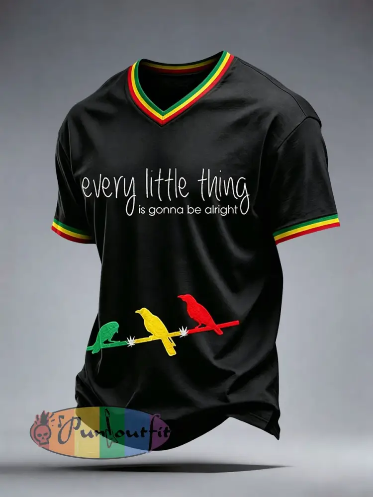 Men’s Reggae Music Art Print V-Neck T-Shirt - Black · S
