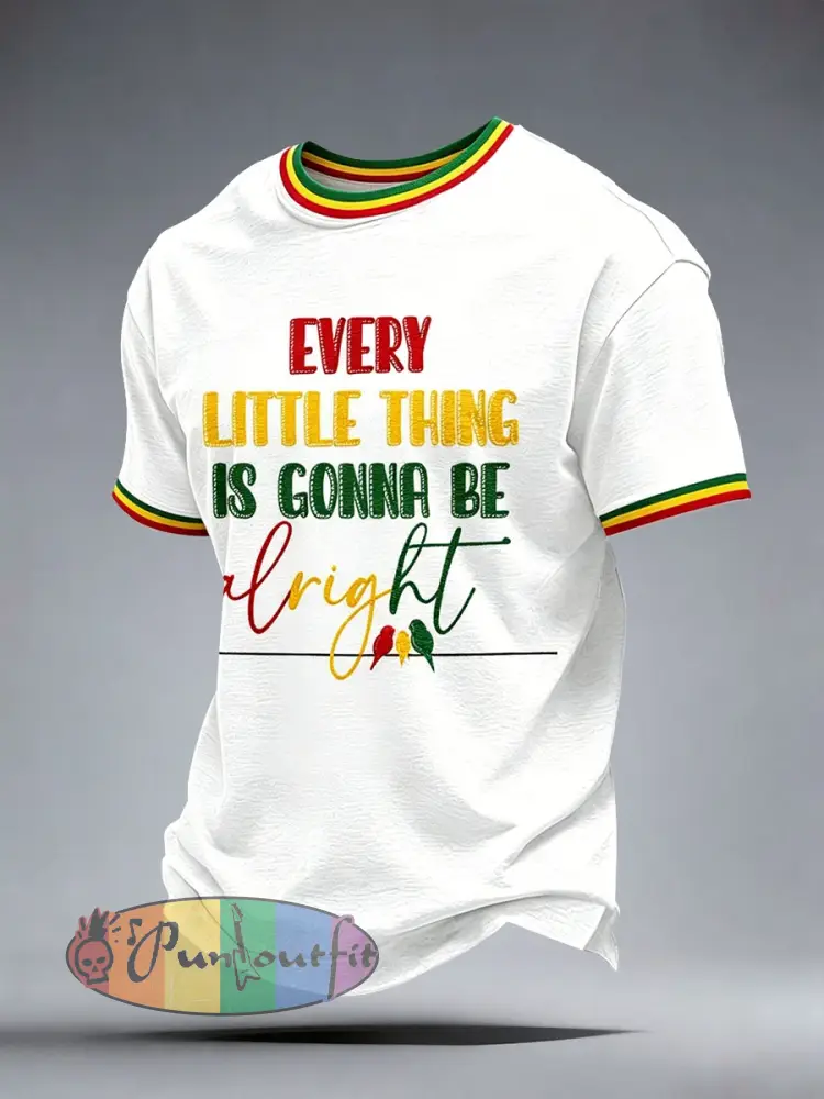 Men’s Reggae Music Art Print T-Shirt - White · S