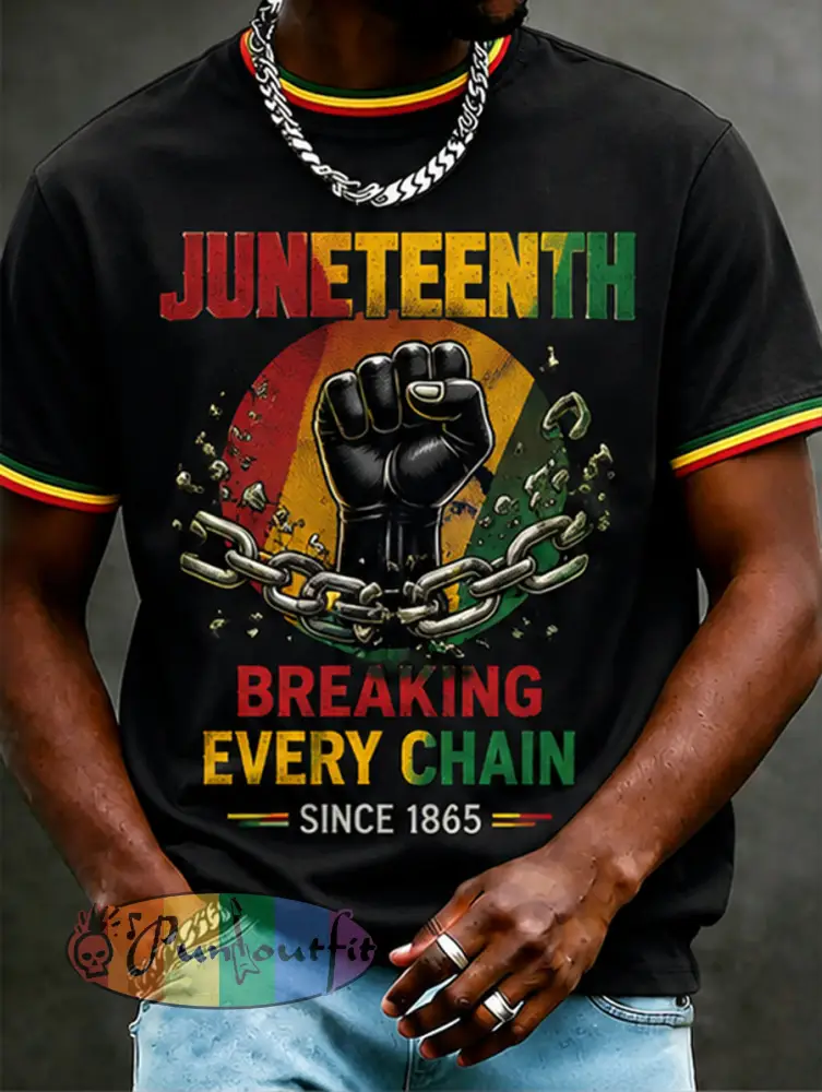 Men’s Juneteenth Breaking Every Chain Since 1865 Print Tee - Black · S
