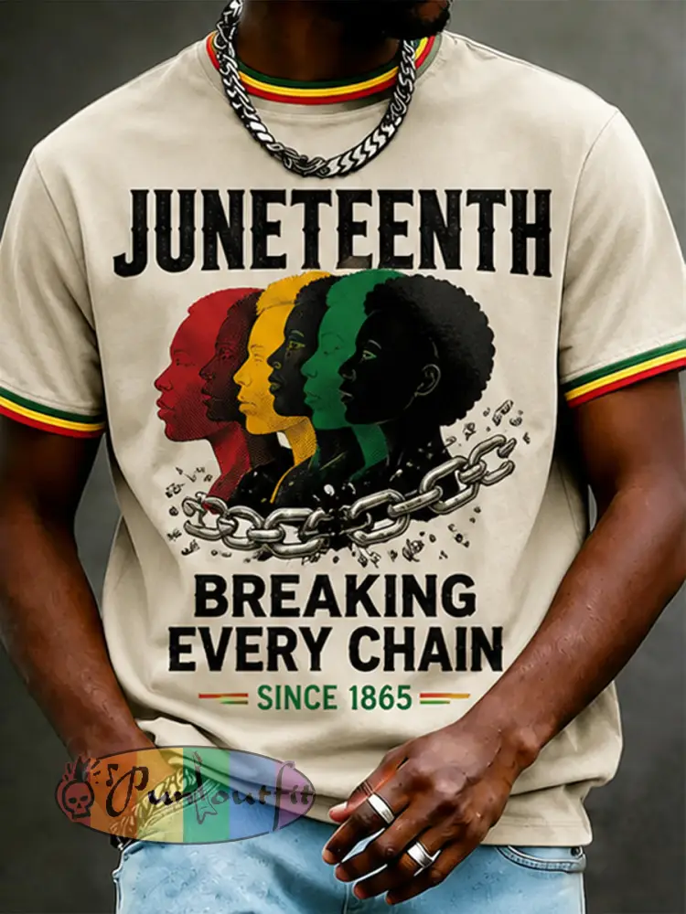 Men’s Juneteenth Breaking Every Chain Since 1865 Print Tee - Creamy-White · S