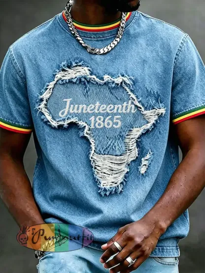 Men’s Juneteenth 1865 Short Sleeves T-shirt - Light Blue · S