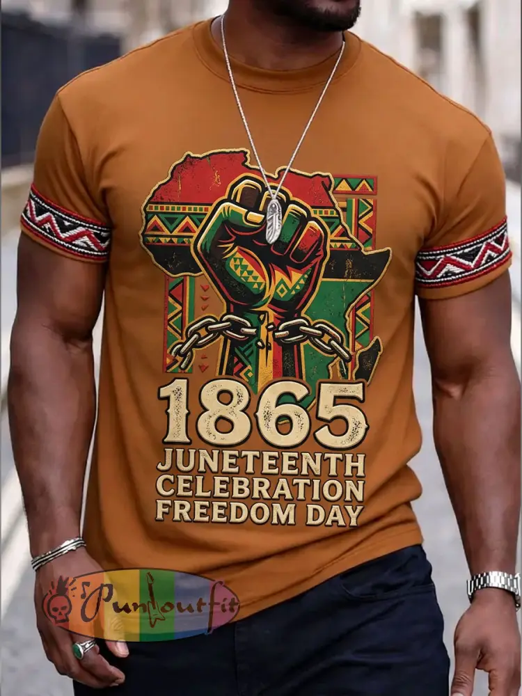 Men’s Juneteenth 1865 Short Sleeves T-shirt - Khaki · S