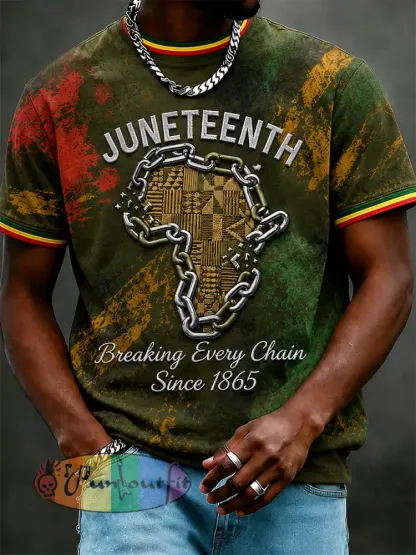 Men’s Juneteenth Breaking Every Chain Since 1865 Print Casual Tee - Mixed Color · S
