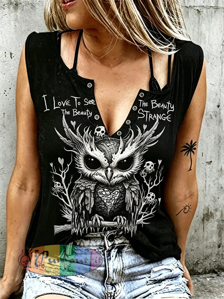 Women’s Retro Animal Print Sleeveless Tank Top - Black · S