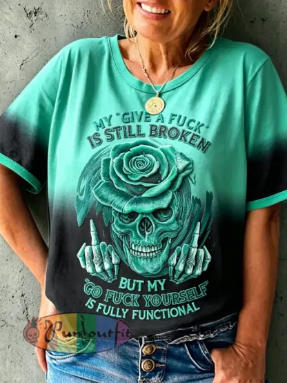 Women’s Grumpy Old Woman Printed Vintage Fashion Loose Short Sleeve T-Shirt - Red · S