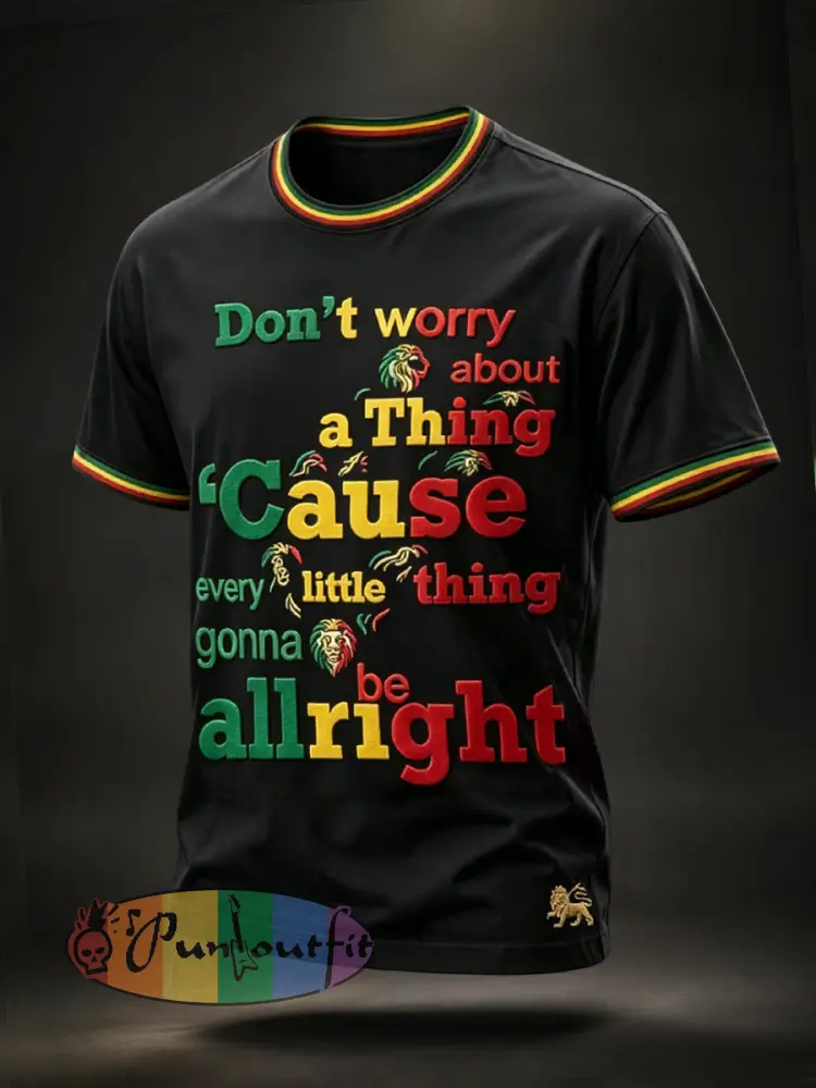 Men’s Vintage Reggae-Themed Artistic Casual T-Shirt - As picture · S