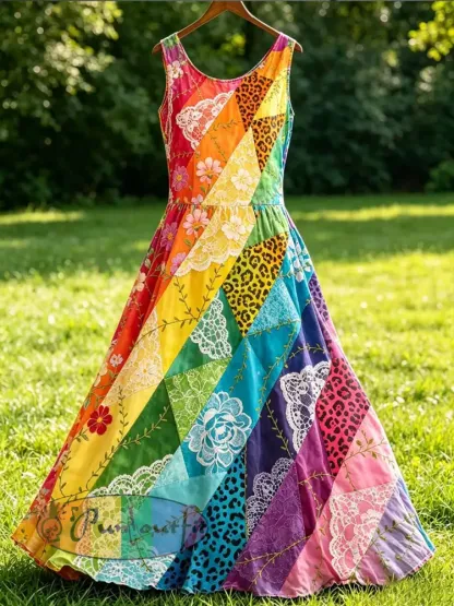 Women’s Rainbow Art Printed Casual Dress - As picture · S