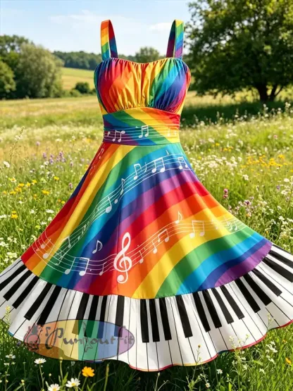 Women’s Rainbow Art Printed Casual Dress - As picture · S