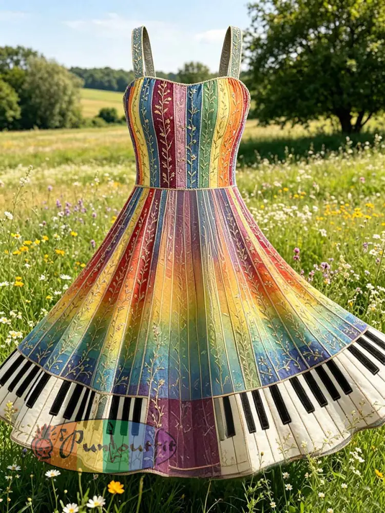 Women’s Rainbow Art Printed Casual Dress - As picture · S