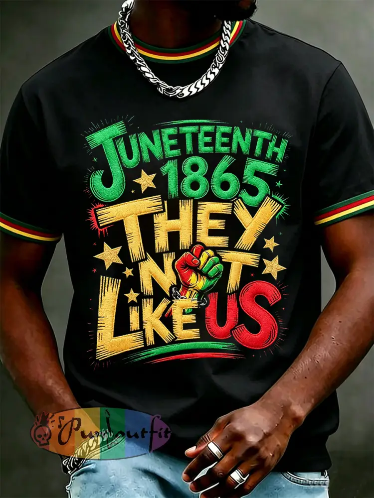 Men’s Juneteenth They Not Like Us Since 1865 Print Casual Tee - Black · S