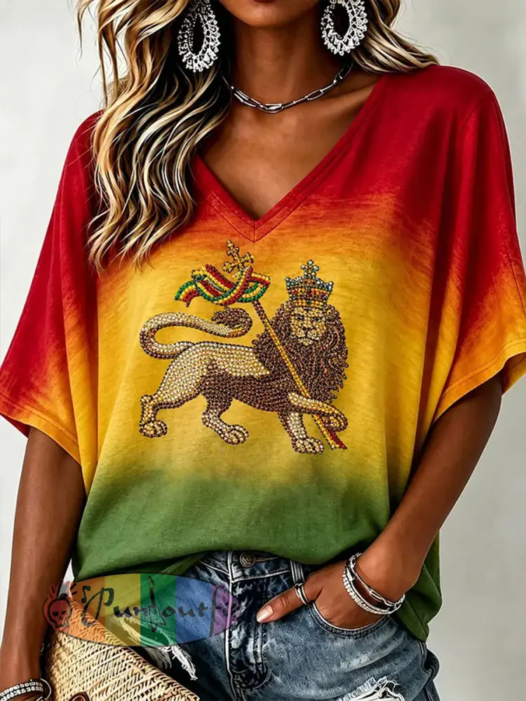 Women’s Lion of Judah V-neck T-shirt - As picture · S