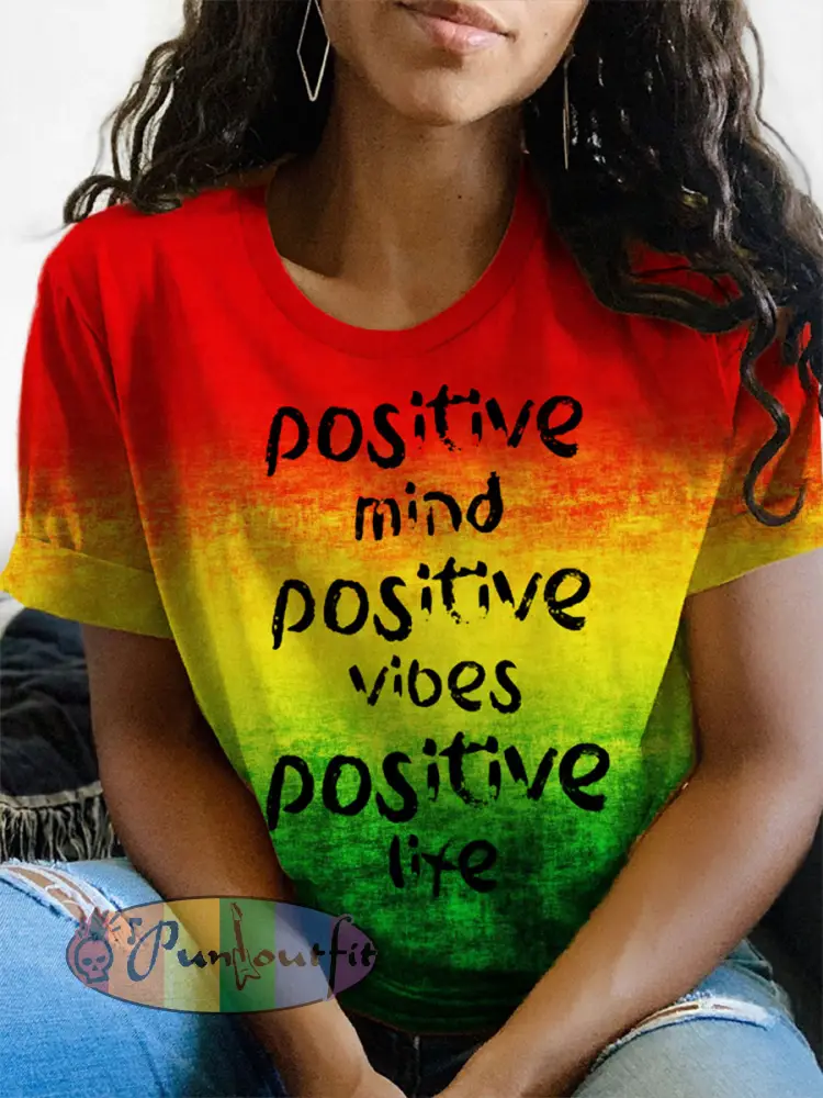 Women’s Positive Mind Positive Vibes Positive Life Short-sleeved T-shirt - As picture · S