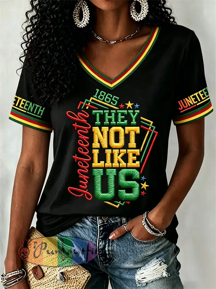 Women’s Juneteenth They Not Like Us Since 1865 Print Casual Tee - Black · S