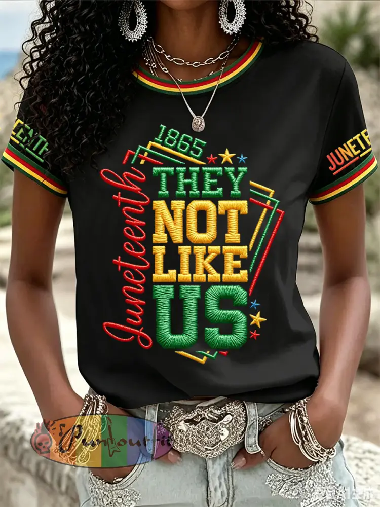 Women’s Juneteenth They Not Like Us Since 1865 Print Casual Tee - Black · S