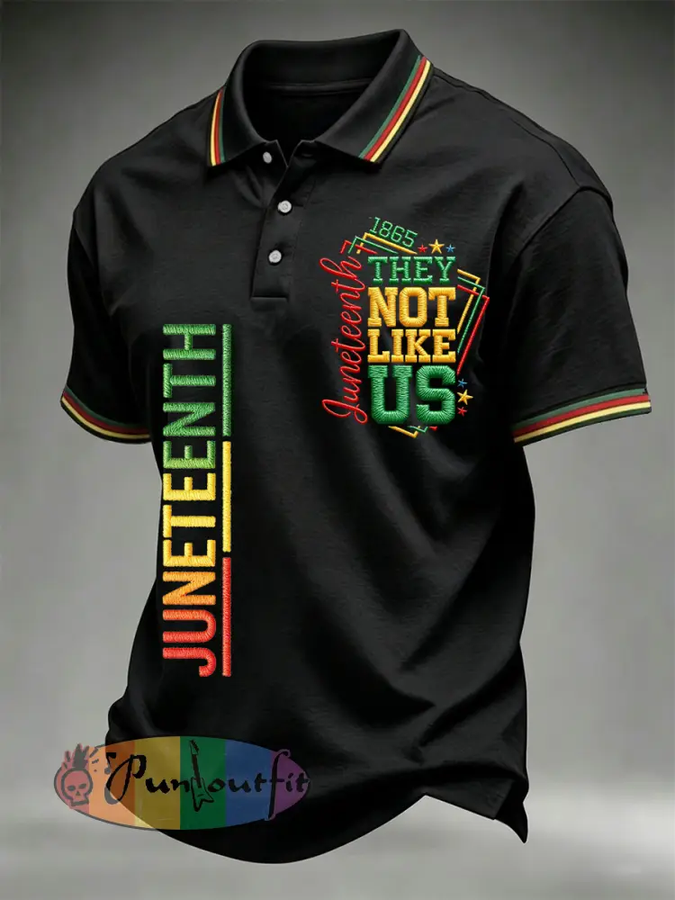 Men’s Juneteenth They Not Like Us Since 1865 Print Casual Polo - Black · S