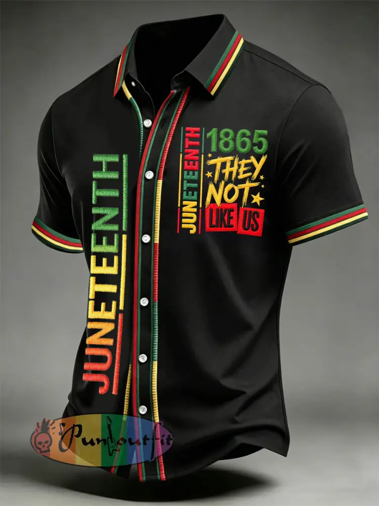 Men’s Juneteenth They Not Like Us Since 1865 Print Casual Shirt - Black · S