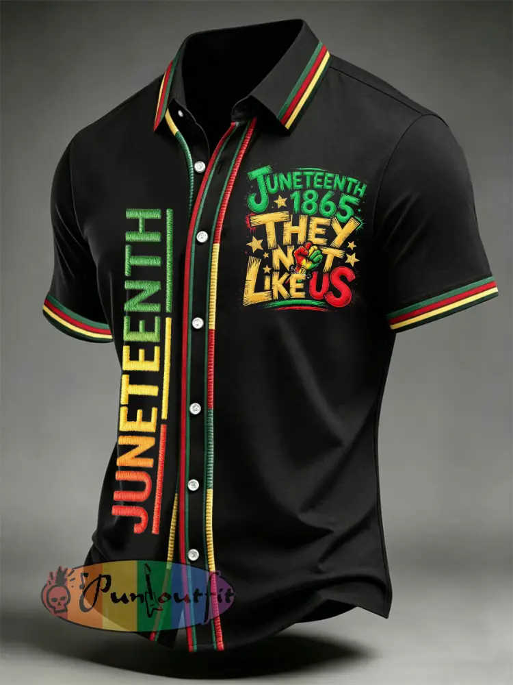 Men’s Juneteenth They Not Like Us Since 1865 Print Casual Shirt - Black · S