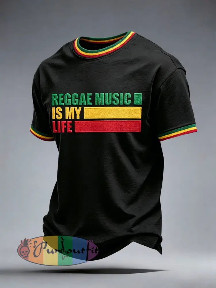 Men’s Reggae Music T-Shirt - Black · S